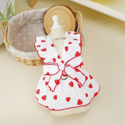 Bow Dress with Strawberry Pattern - Image 4
