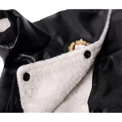 Black Faux Leather Jacket for Pets - Image 7