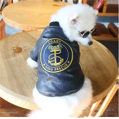 Black Faux Leather Jacket for Pets - Image 5