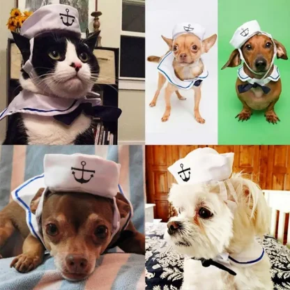 Adorable Sailor Pet Costume with Hat - Image 4