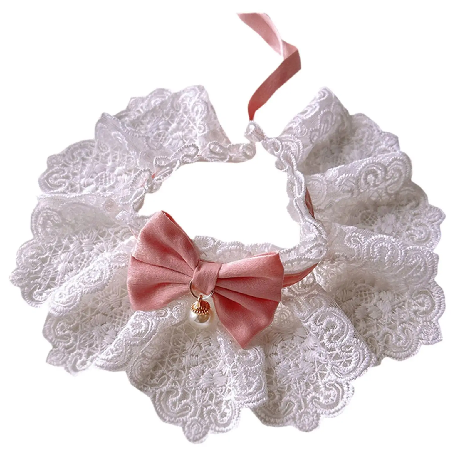 Adjustable Pet Cats Collar Puppy Bib Cat Party Scarf Holiday Dress up Holiday Neckwear Kitten Lace Collar for Walking Outdoor