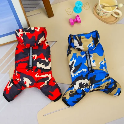 Camo Print Pet Jumpsuit with Hood - Image 9