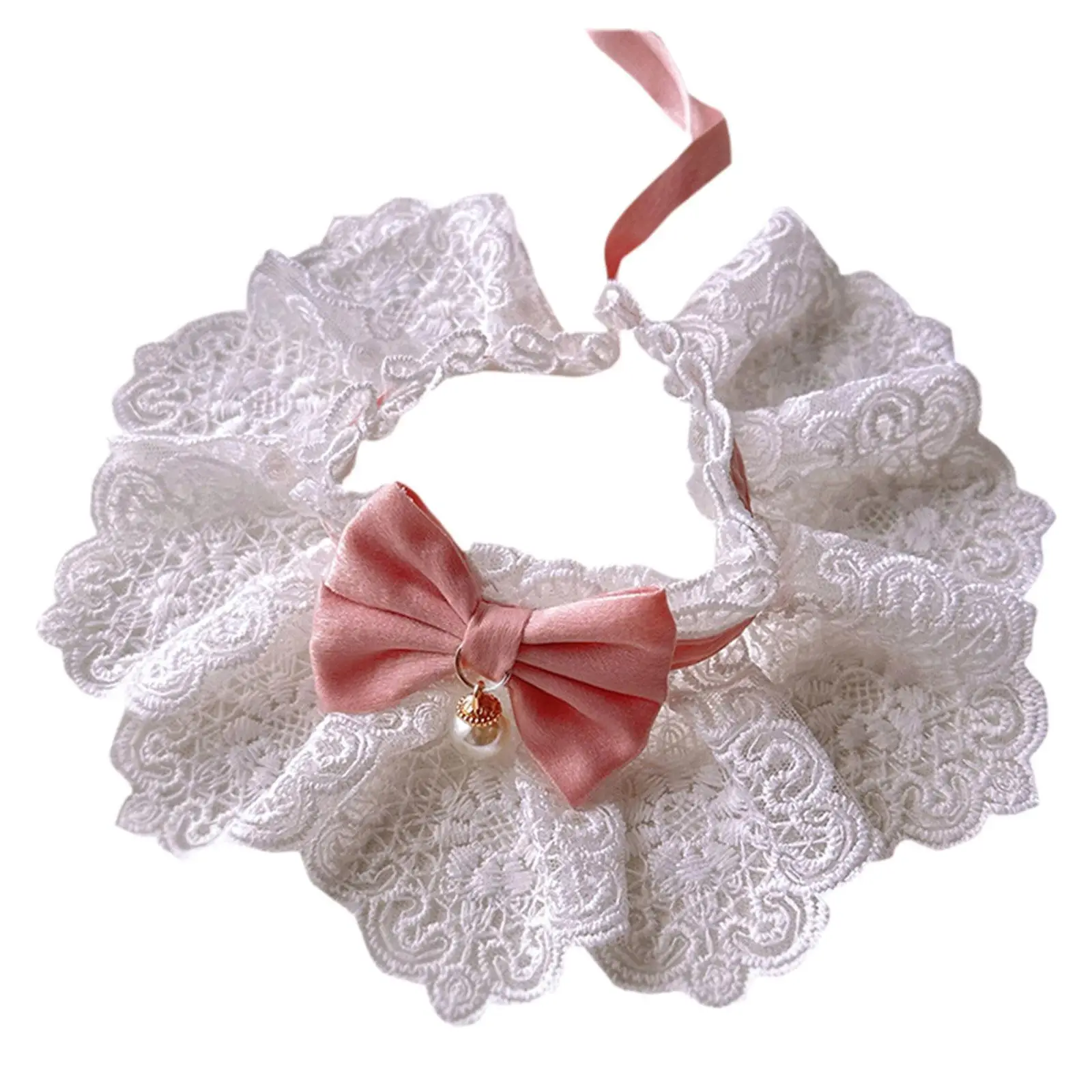 Adjustable Pet Cats Collar Puppy Bib Cat Party Scarf Holiday Dress up Holiday Neckwear Kitten Lace Collar for Walking Outdoor