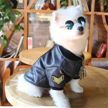 Black Faux Leather Jacket for Pets - Image 3