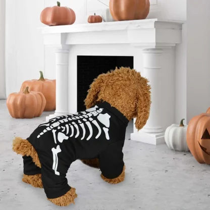 Halloween Black Clothes with Skeleton Print - Image 3