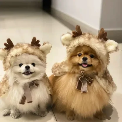 Cute Elk Cloak Pet Custome with Antler - Image 6