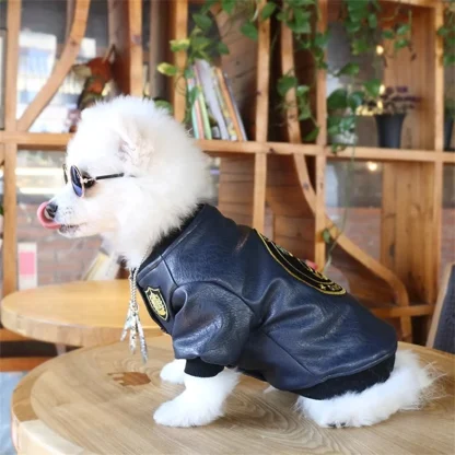 Black Faux Leather Jacket for Pets - Image 4