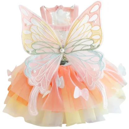 Colorful Dress with Butterfly Wing Design